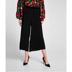 Zara Basic Wide Leg Accordion Pleat Culottes